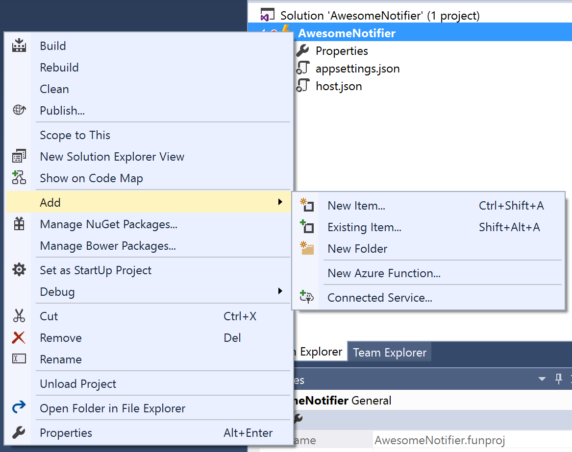 Add new Azure Function